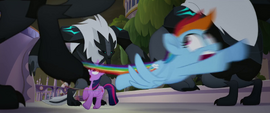 Twilight and Rainbow flee from Storm Creatures MLPTM