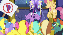 Twilight gets swarmed by clamoring ponies S7E14