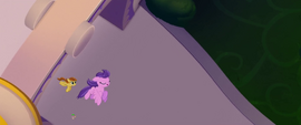 Clear Skies and Pegasus flying over Spike MLPTM