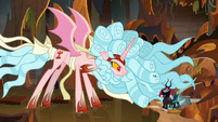 Cozy Glow towering over Tirek and Chrysalis S9E24