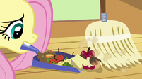 Fluttershy sweeping up garbage S6E11