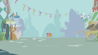 Pinkie Pie playing music in the distance S1E10