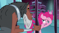 Pinkie Pie thanking Tirek for his help S8E26