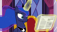Princess Luna continues reading the newspaper S7E10