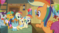 "I motion that Rainbow Dash be declared the most awesome pony in Ponyville."