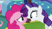 Rarity and Pinkie's faces close to each other S5E19