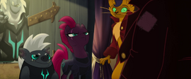 Tempest and Grubber look up at Verko MLPTM