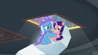 Trixie guiding Raspberry Dazzle to safety S9E24