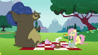 Fluttershy returns with plate of carrots S6E6