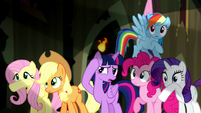 Mane Six shielding their eyes S5E13