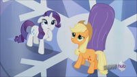 Rarity and Applejack looking up S3E2