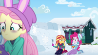 Sunset and Pinkie Pie looking confused EGHU