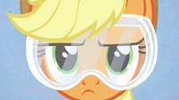 Applejack wearing safety goggles S6E10