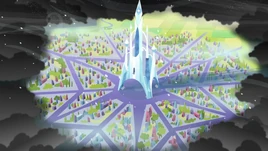 Crystal Empire surrounded by King Sombra S3E2