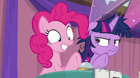 Pinkie Pie about to ring the bell S9E16