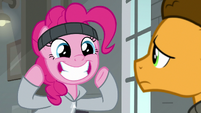 Pinkie Pie giving a really big smile S9E14