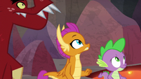 Spike, Smolder, and Garble hear Billy above S9E9