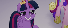 Twilight Sparkle smiling nervously at Tempest MLPTM