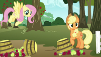 AJ and Fluttershy watch Pinkie Pie speed away S7E11