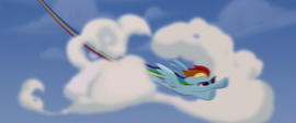 Rainbow Dash busting through clouds MLPTM