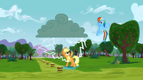 Applejack about to get struck by lightning S3E8