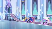 Celestia leads the Mane Six to the mirror chamber EG