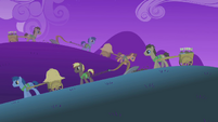 Ponies working in the fields at nighttime S01E11