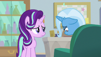 Starlight Glimmer looking at sad Trixie S9E11