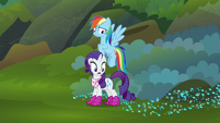 Rainbow and Rarity reach end of the trail S8E17