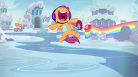 Scootaloo squeals even higher and louder S7E7