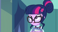 Twilight's glasses trail down her face EG3