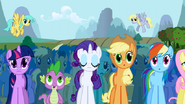 Twilight Spike Rarity Applejack&Rainbow Dash standing wide eyed