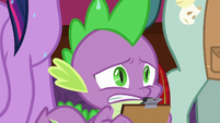 Spike continues to observe Celestia's workshop S8E7