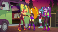 Sunset grabs Adagio's wrist to read her mind.