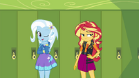 Trixie Lulamoon winking at Sunset Shimmer EGFF