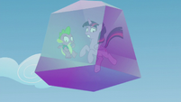 Twilight and Spike's crystal prison falls out of the sky S5E25
