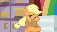 Applejack hugging her hat BGES1.png (309 KB) Triple Pony Dare Ya