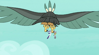 Roc flying away with Rarity and Zecora S8E11