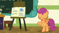 Scootaloo giving her inspirational hero report S7E7