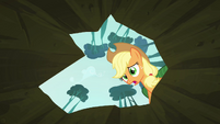 Applejack sees Scootaloo inside the hole S3E06