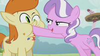 Diamond Tiara pushes sweets down Gallop J. Fry's mouth S5E18