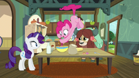 Pinkie Pie floats as she adds icing S9E7