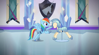 Rainbow Dash suiting up S03E01