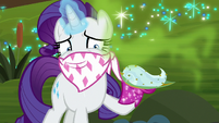 Rarity repulsed by Bufogren's breath S8E17