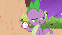 Spike holding a clock S2E20