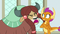 Yona shouting at Smolder "yes!" S8E1