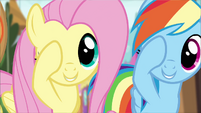 Fluttershy and Rainbow Dash doing the Pinkie promise S4E1