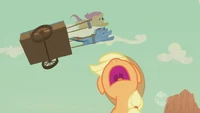 Oops, forgot that the two Pegasus ponies pulling the cart can fly.