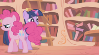 Pinkie Pie storming out of the library S1E05