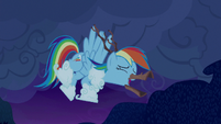 Rainbow Dash disguised in clouds and tree bark S6E15